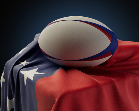 Rugby Ball And Samoa Flag - Powered by Adobe