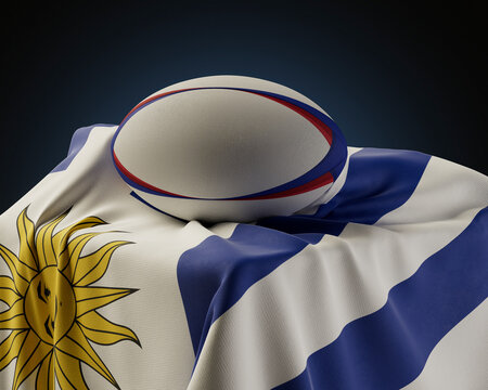 Rugby Ball And Uruguay Flag