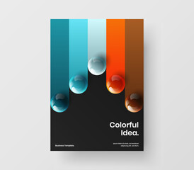 Fresh handbill A4 vector design template. Colorful realistic balls postcard illustration.