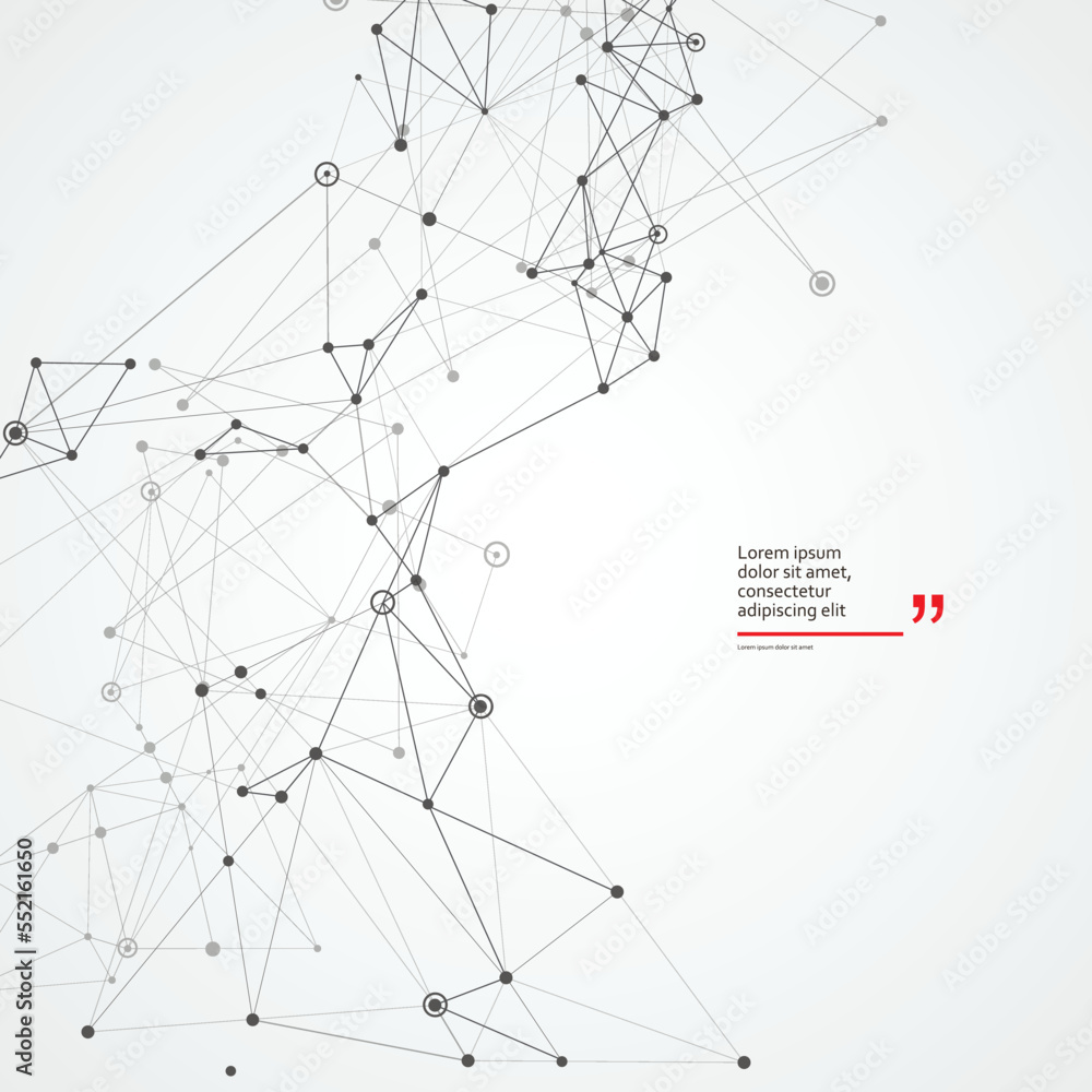 Aufkleber Vector connect lines and dots. Polygonal template for technology and biology presentation or report