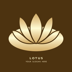 Logo with stylised lotus flower.
