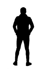 man dressed with blue jeans isolated on white background