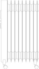 Electric heaters radiator, heating systems oil heater, indoor mobility electric oil filled heater for warmth in winter when it's cold temperature sketch drawing, contour lines drawn