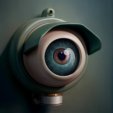Sinister eye watching, spy, surveillance, privacy, big brother, issue, watch, monitoring, security, safety, concept, problem, evil, spyhole, scary, illustration