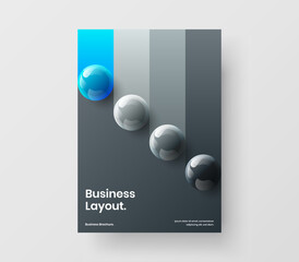 Fresh poster A4 vector design layout. Vivid 3D spheres magazine cover concept.