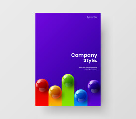 Amazing realistic spheres front page illustration. Unique corporate cover vector design template.