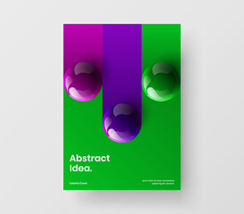 Multicolored realistic balls company brochure template. Amazing flyer design vector illustration.