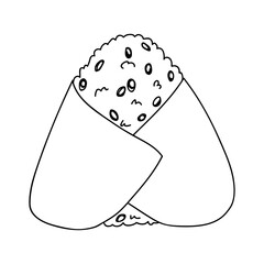 Hand drawn onigiri clipart. Japanese fast food made of rice. Rice ball in nori seaweed