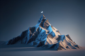 Digital mountain  The path to success or business goals achievement concept - obrazy, fototapety, plakaty