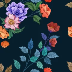Foto op Aluminium Elegant colorful seamless pattern with botanical floral design illustration © floralpro