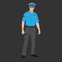 a police officer on a dark background