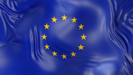 EU European Union flag with reflections. Countrys. 3d render illustration