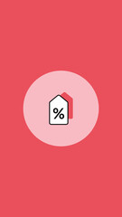 Story Highlights Cover with sale flat vector illustration on dark pink background for social media.