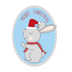  christmas card  Bunny sticker