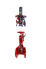 longitudinal and cross sections of small-sized gas valves isolated on white background