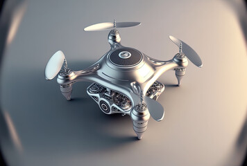 A flying drone with a silver joystick. Generative AI