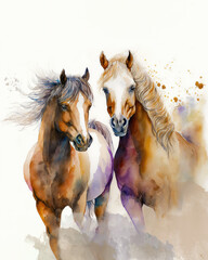 Obraz na płótnie Canvas two horses standing next to each other