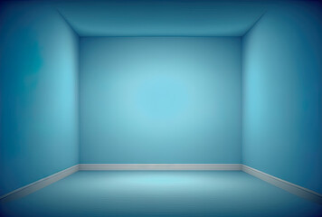 empty room with a blue gradient abstract backdrop and room for your text and image. Generative AI