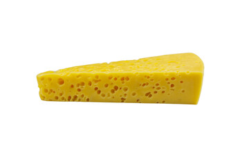 Piece of swiss cheese isolated on white background
