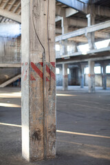 old empty factory interior with windows