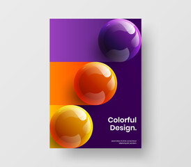 Clean 3D spheres company brochure concept. Multicolored corporate identity design vector template.