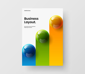 Unique 3D spheres book cover template. Colorful placard vector design layout.