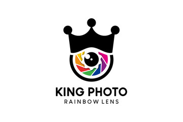 Camera logo design, camera lens king logo vector illustration