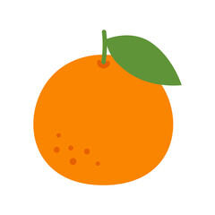 Orange fruit with green leaf. Tangerine. Citrus fruit.
