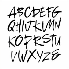 Vector Acrylic Brush Style Hand Drawn Alphabet Font. Calligraphy alphabet on a white background