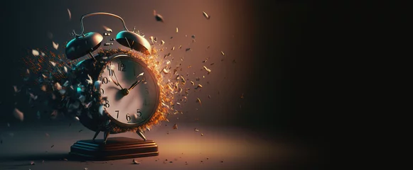 Foto op Canvas Time past concept with destroying clock - Generative AI © Proxima Studio