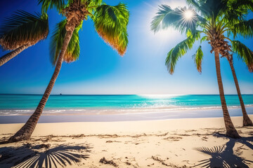 Palm trees on the beach - Generative AI