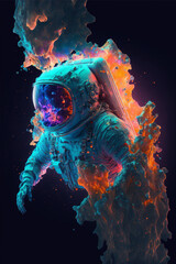 astronaut floating through the void