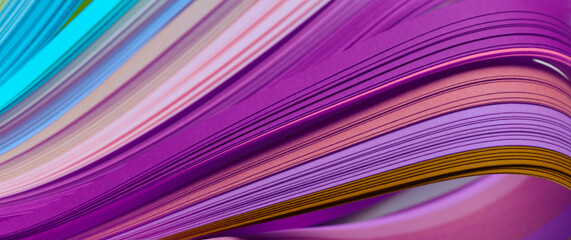Abstract gradient neon ultraviolet color wave curl strip paper background.