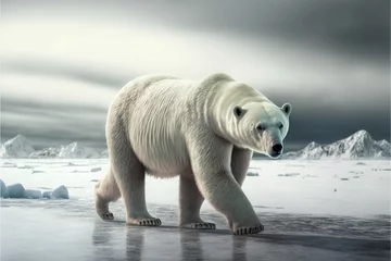Foto op Canvas polar bear walking in the snow © petreadrian