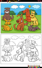 Obraz na płótnie Canvas cartoon dogs animal characters group coloring page