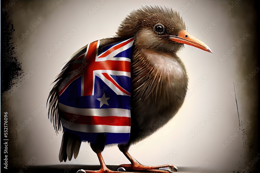 Poster a bird with a flag on its head and a flag on its body. generative ai