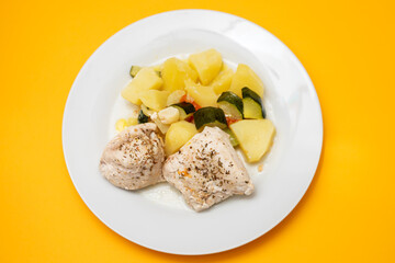 Clean food, Boiled chicken breasts with vegetables.