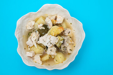 Clean food, Boiled chicken breasts with vegetables.