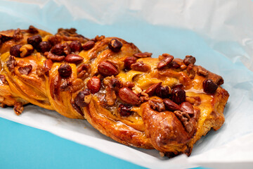 typical portuguese fruit cake Bolo rainha on plate