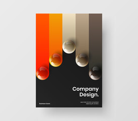 Colorful annual report A4 vector design illustration. Modern realistic spheres catalog cover layout.