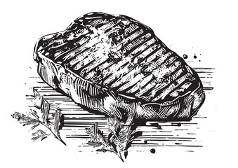 Steak beef hand drawn sketch Latin American food Restaurant business concept.Vector illustration