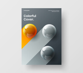 Vivid handbill vector design illustration. Premium realistic spheres company brochure template.