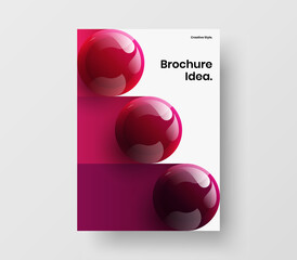 Clean 3D spheres postcard template. Minimalistic brochure A4 design vector concept.