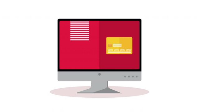 desktop computer with credit card animation