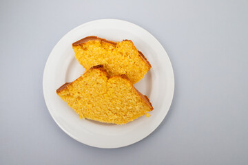 Homemade cake made of green corn. Typical Brazilian food.