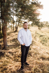 Beautiful man in the forest