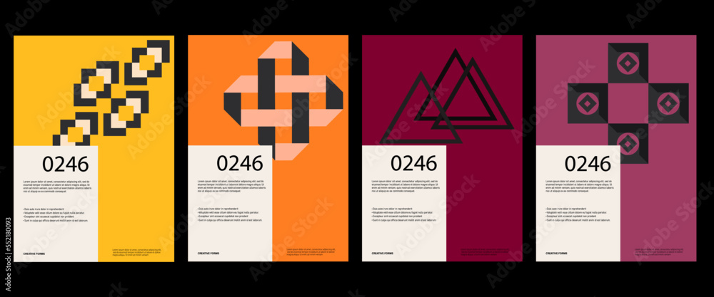 Poster minimal abstract posters. bauhaus poster template layout with clean typography and minimal vector pa