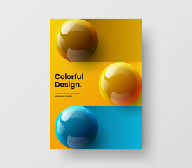 Fresh 3D balls book cover layout. Original presentation design vector concept.