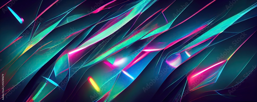 Canvas Prints Abstract Neon Synthwave vaporwave background banner (Generative Ai Art)