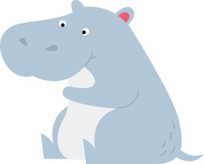 Cute hippo flat icon Funny wild animal
